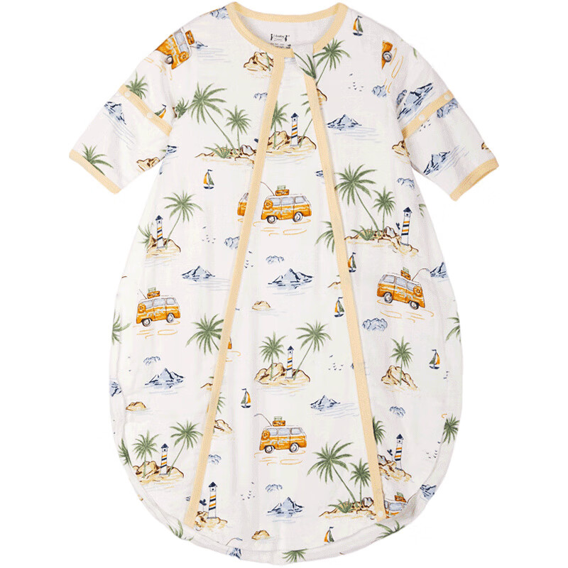 ibaby恒温四季款双层纱布睡袋亲肤宝宝安睡婴童U型防踢被新生儿睡被 【四季款】双层纱布-海岛日记 【9-18个月】80码