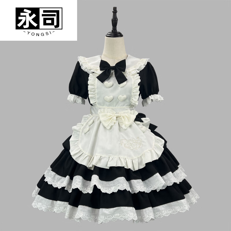 永司洛麗塔連衣裙夏季日常新品貴甜辣黑粉女仆裝風(fēng)Lolita可愛甜妹軟妹 黑+粉 S