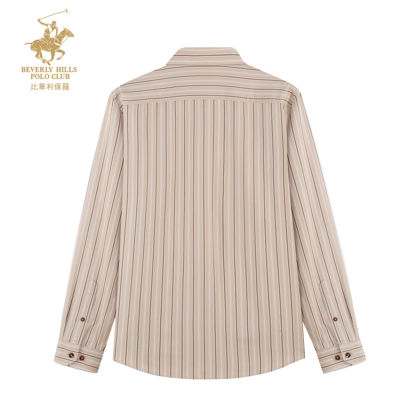 比华利保罗【暖姜纤维】秋冬新款休闲舒适条纹长袖衬衣浅卡其245121097 浅卡其 L