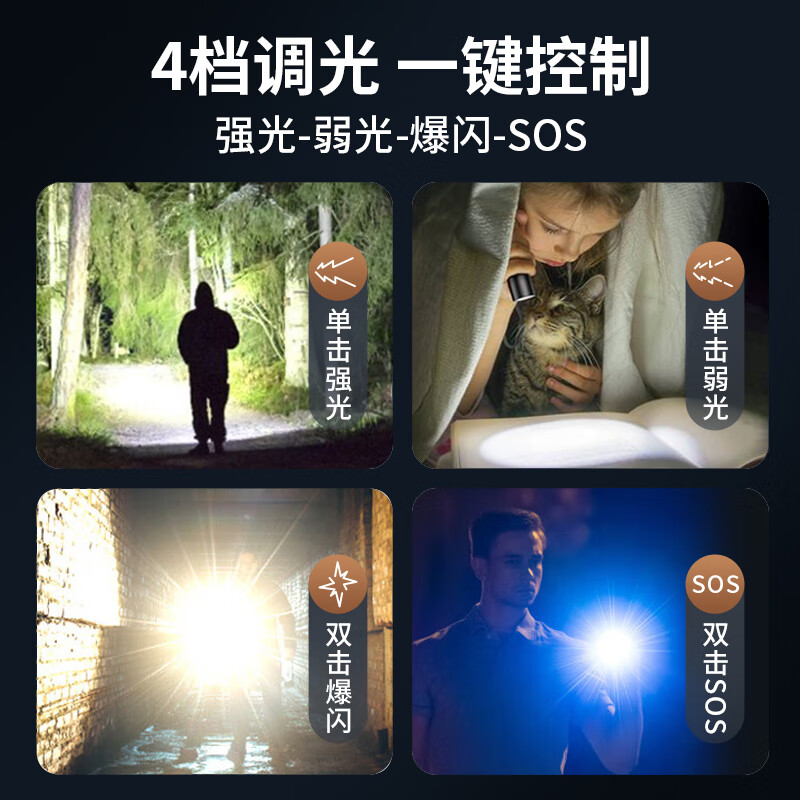 飞利浦（PHILIPS）强光手电筒超亮type-c充电超长续航家用户外远射便携多功能手电 【电池大升级SFL1235G】超亮长续航