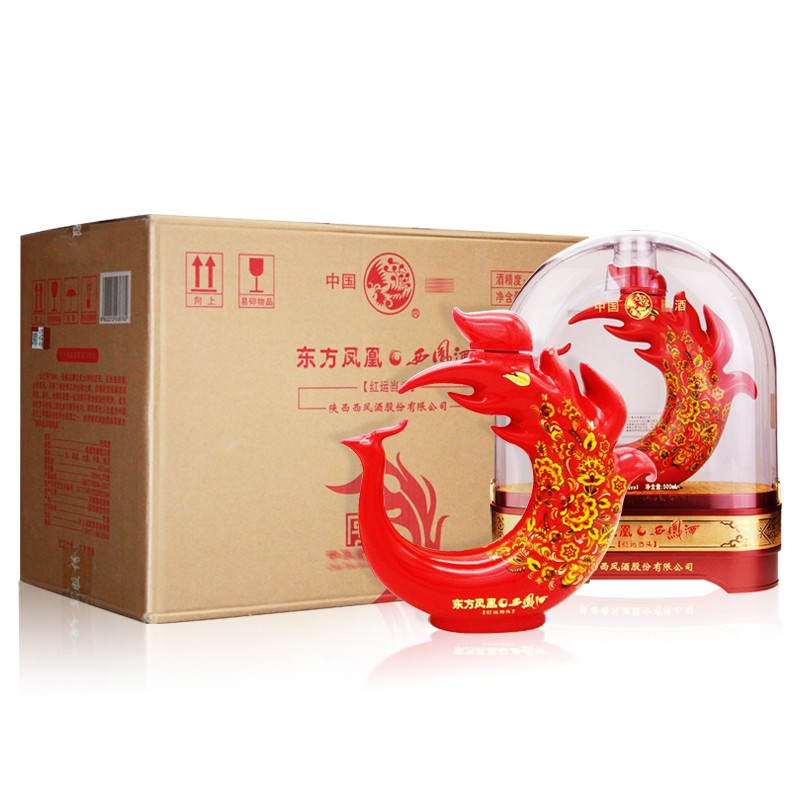 西凤酒东方凤凰红运当头45度凤香型白酒 500ml*4瓶
