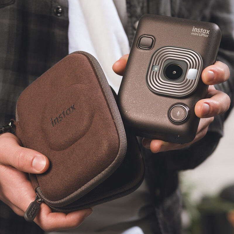 富士（FUJIFILM） 【520礼物】instax mini liplay数模一体相机立拍立得复古设计可拍照可打印照相情人节日生日礼物 新色-枫叶棕 套餐B【标配+20张白边相纸】