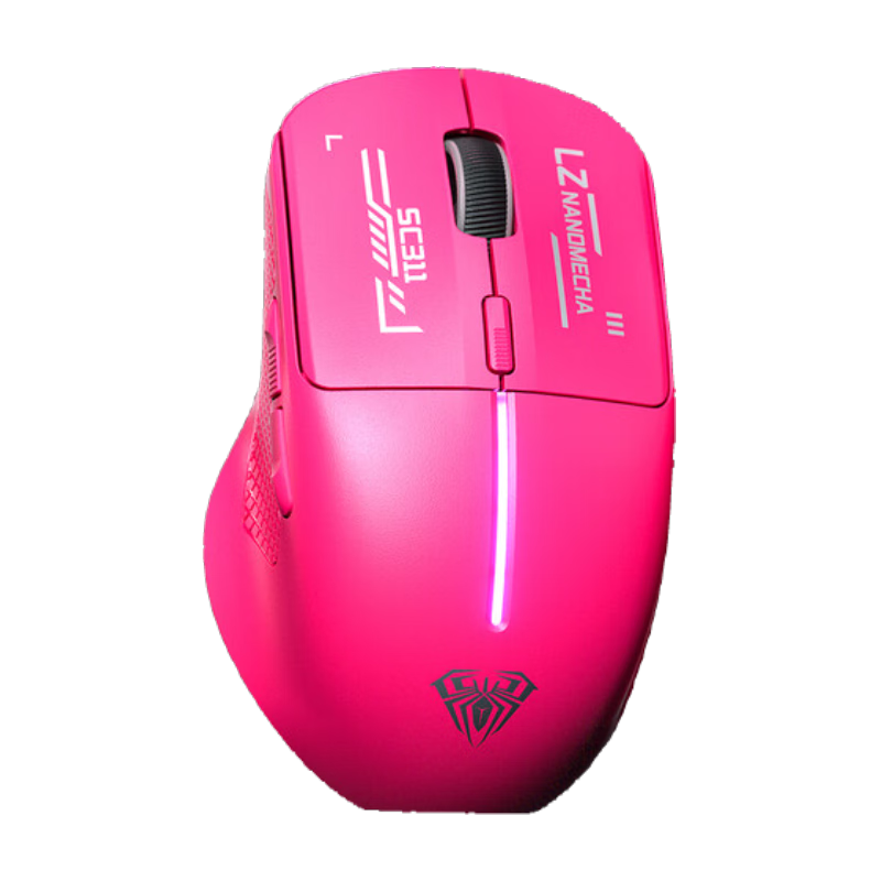 狼蛛（AULA）SC311无线三模鼠标蓝牙有线电竞RGB游戏轻量化10000DPI办公中小手专用外设 绯刃粉