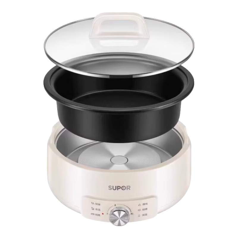 苏泊尔（SUPOR）电火锅分体式可拆洗多用途家用4L大容量1500W涮炖焖煮煨多功能 火锅不沾电煮锅电热锅 4L