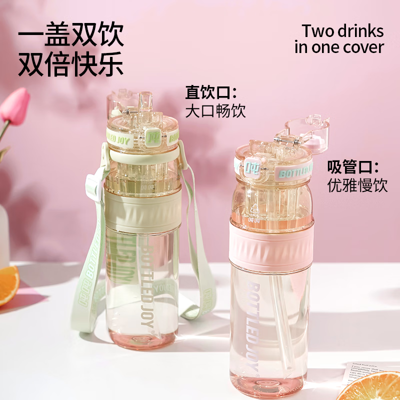 吨吨ppsu106水杯瘦吨吨王一博奶瓶级耐高温塑料杯不性早熟学生吨吨桶 瘦吨吨奶油黄750ml(送背带+茶漏+手提绳+吸管刷)