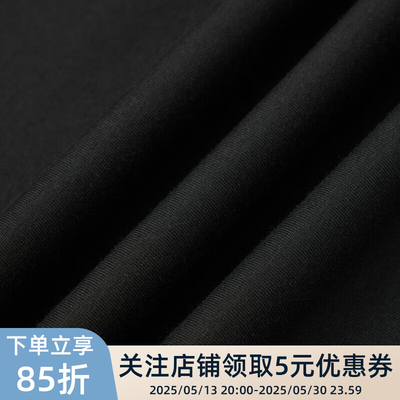 POLOWALK【凉感+抗菌】男装2025夏季新品男式短袖圆领T恤上衣日常通勤 黑色 L