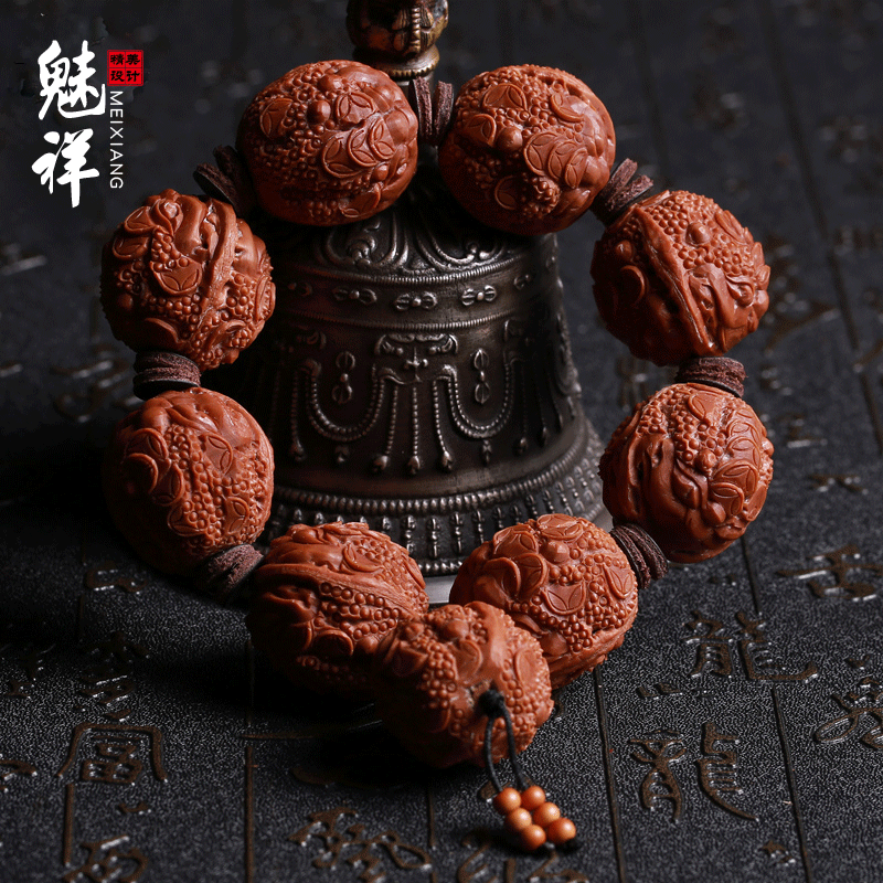 文玩核桃手串金蟾核雕男女手工名家子凡狮子头苹果园四座楼