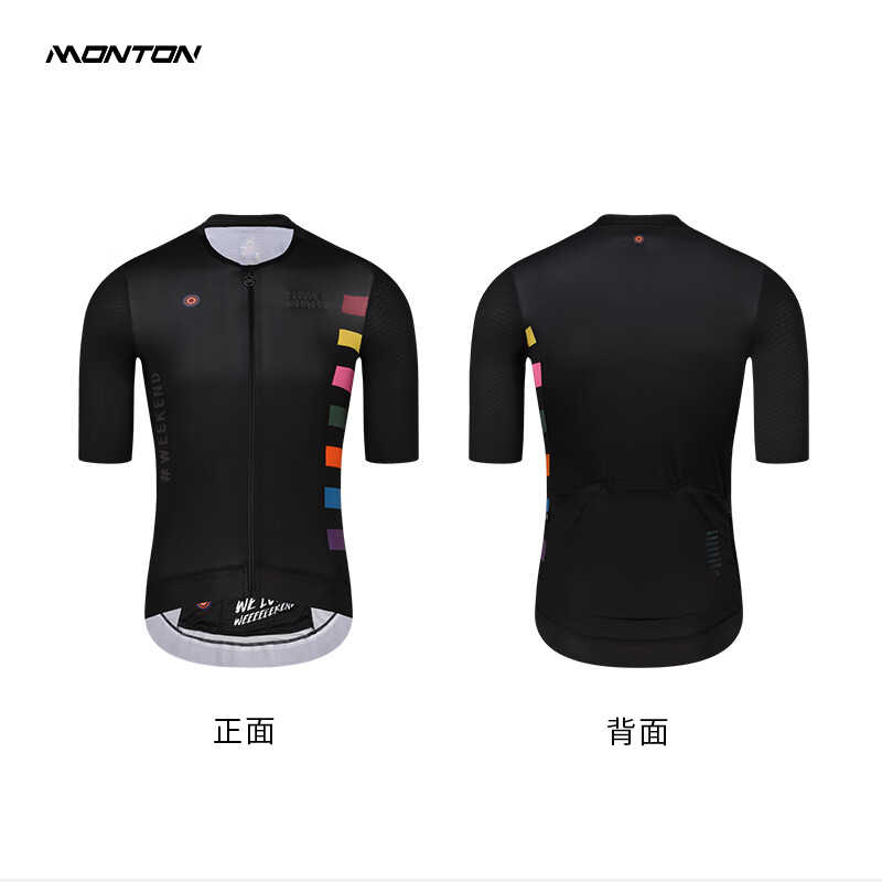 monton脈騰春夏短袖騎行服男女公路車服七元素套裝 2022-WEEKEND(黑色)男款短上衣 S