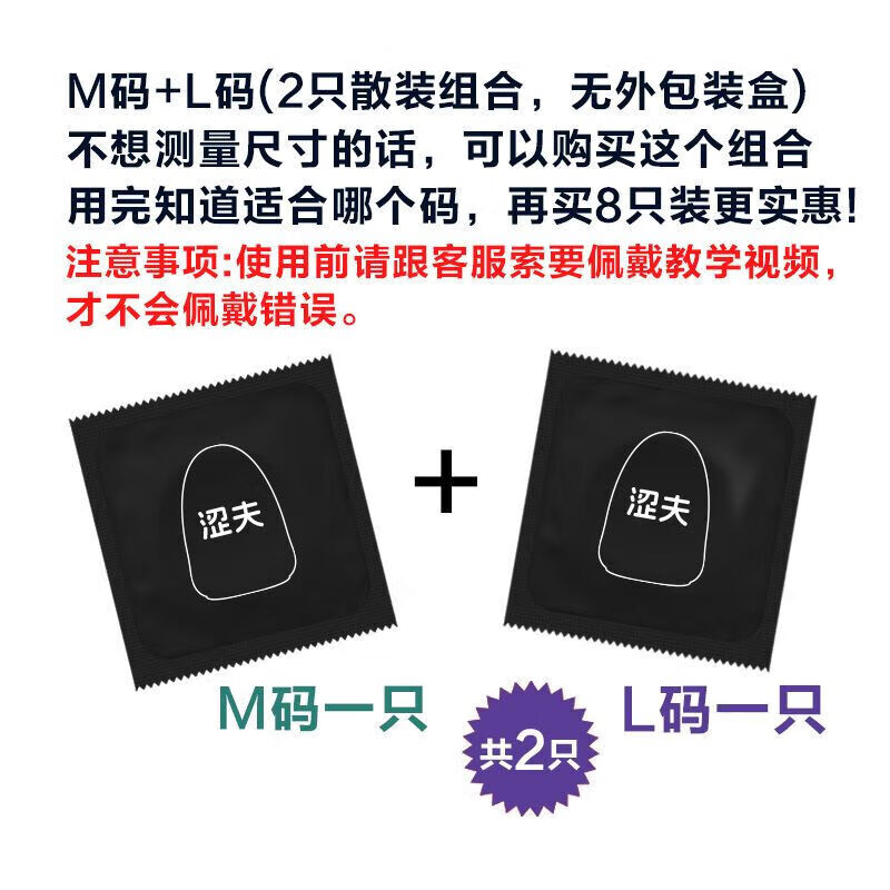 通用龟头套短款半截仅包头cm戴安全套0.01mm玻尿酸女性套套子 M码+L码(2只散装无包装盒)