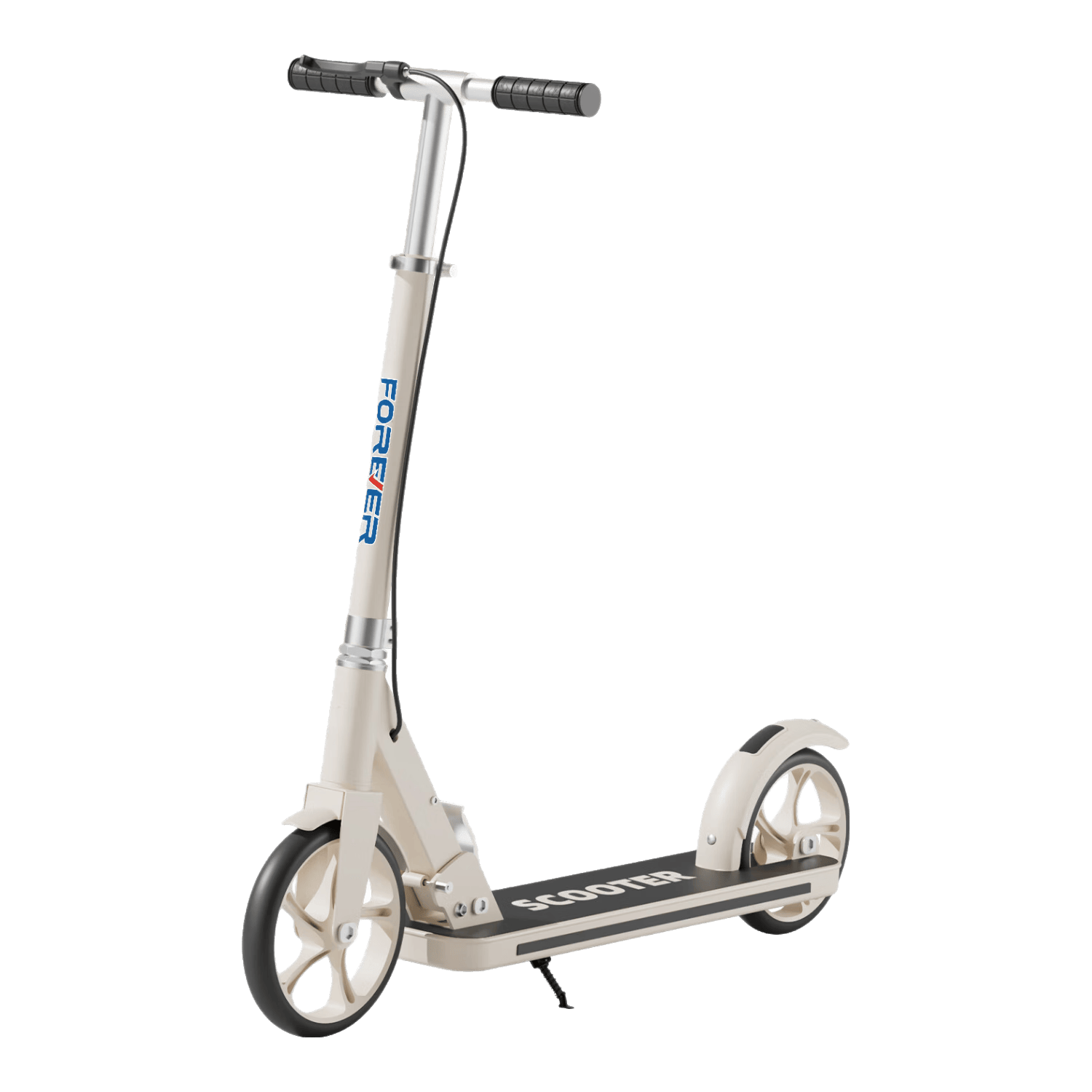 永久（FOREVER）代步滑板车两轮青少年学校园折叠车城市上下班二轮单脚儿童节礼物 T6款米白色【双刹+闪光轮】