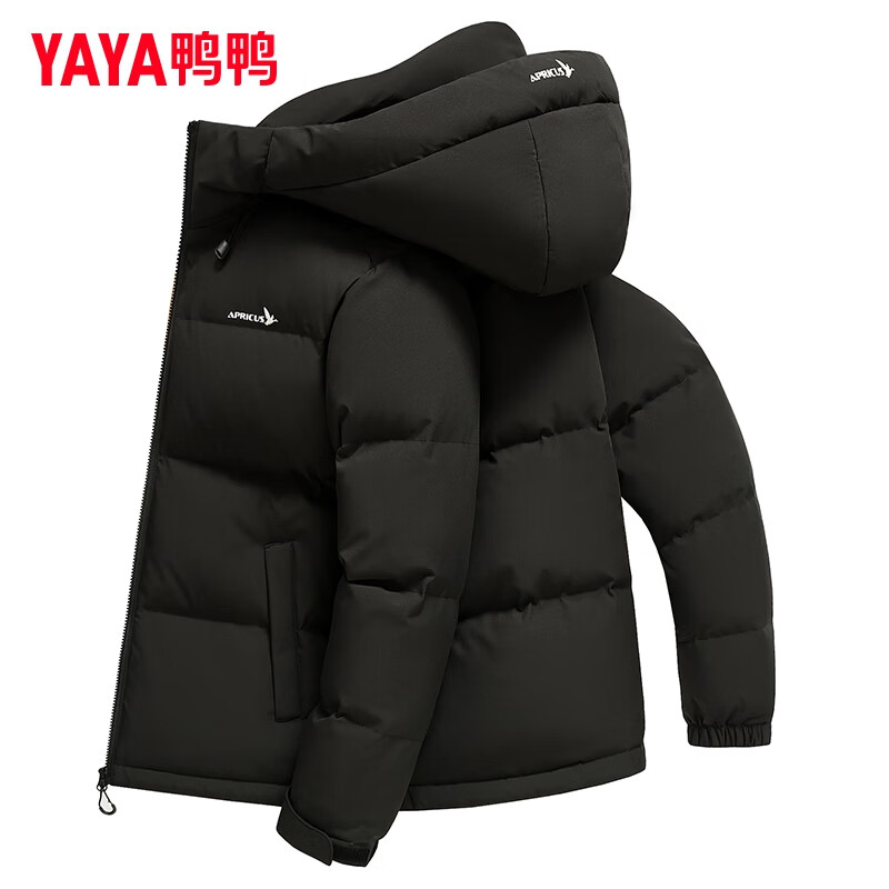 鸭鸭(YAYA)羽绒服男士短款2025冬季新款时尚舒适百搭商务休闲加厚面包服外套 黑色 S 165