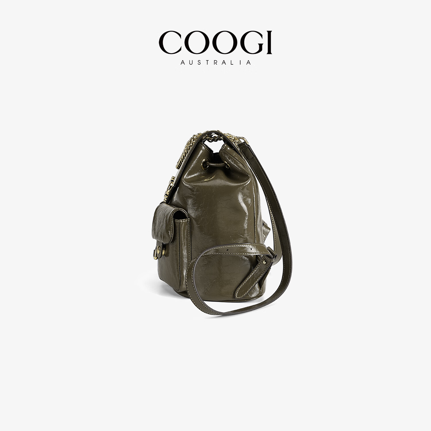 COOGI双肩包2025年女士大容量柔软多用背包书包双肩包包女包节日礼物 军绿色 25*15*27cm