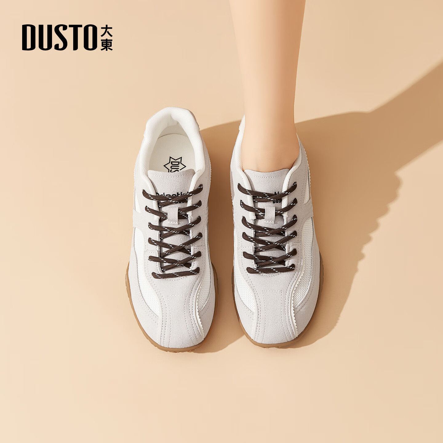 大东德训鞋女鞋2025年秋季新款时尚休闲圆头拼接休闲鞋1900 灰色 35