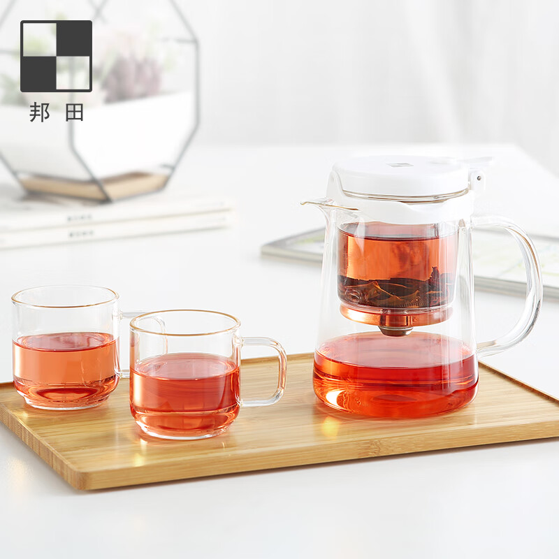 茶立方 飘逸杯泡茶壶耐热玻璃茶壶全玻璃内胆过滤泡茶器按压式家用茶具 黑盖 750ml