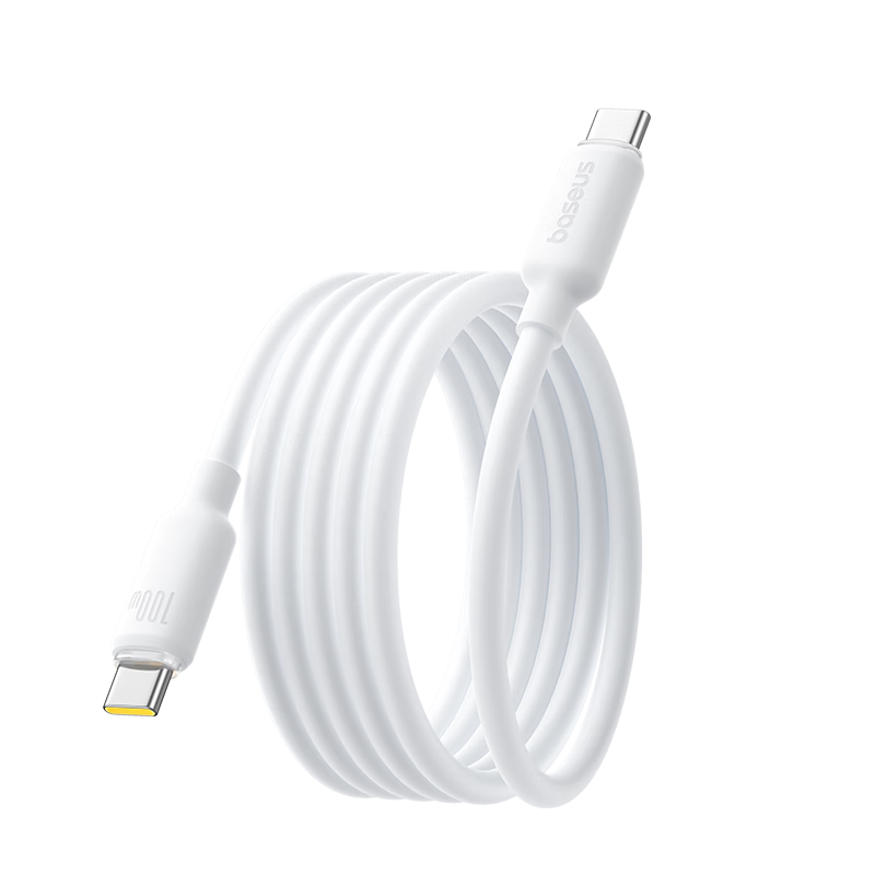 倍思磁吸数据线Type-C充电线ctc硅胶100W功率5A电流PD快充 适用苹果15/16/iPad/笔记本/小米 1m皓月白