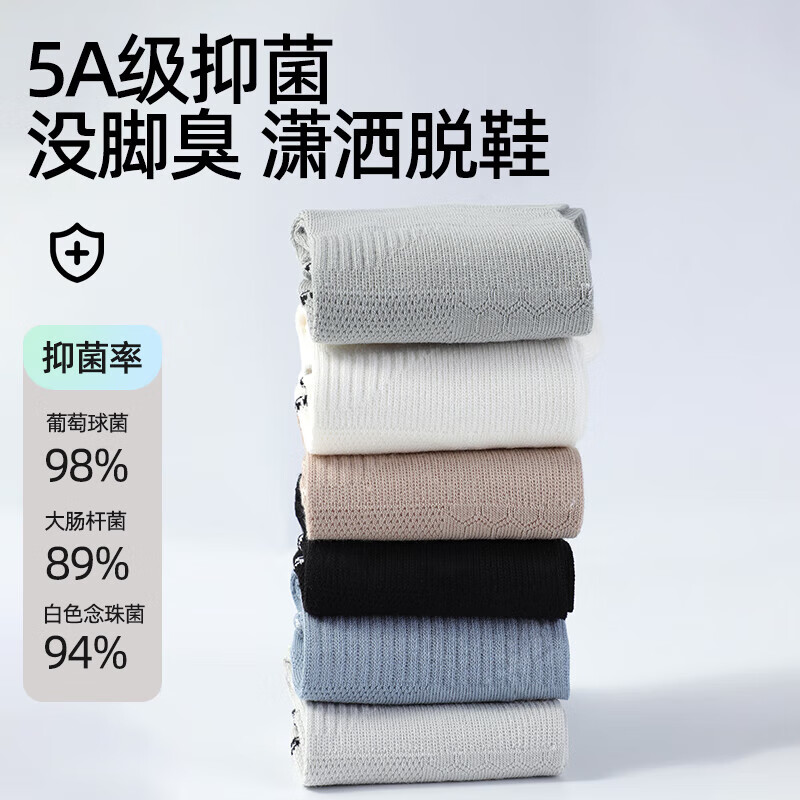 浪莎袜子男纯棉防臭夏季薄款袜子透气吸汗抗菌耐磨棉质男袜船袜短袜 6双混色装(纯棉抗菌防臭男袜) 均码