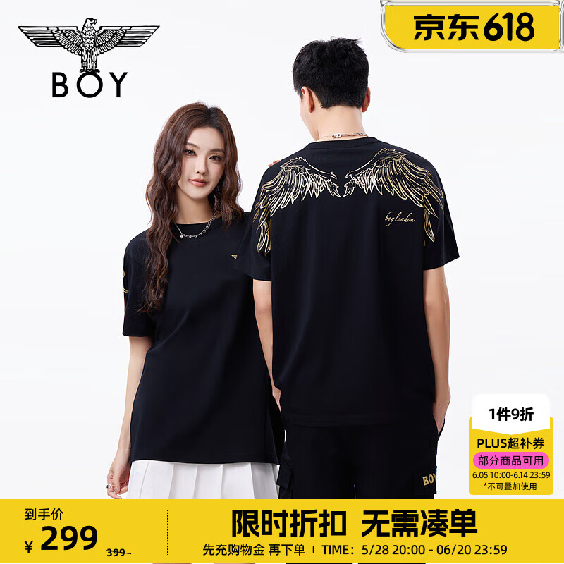 BOY LONDON春夏情侶款休閑潮牌百搭針織短袖T恤N01909 黑色 M
