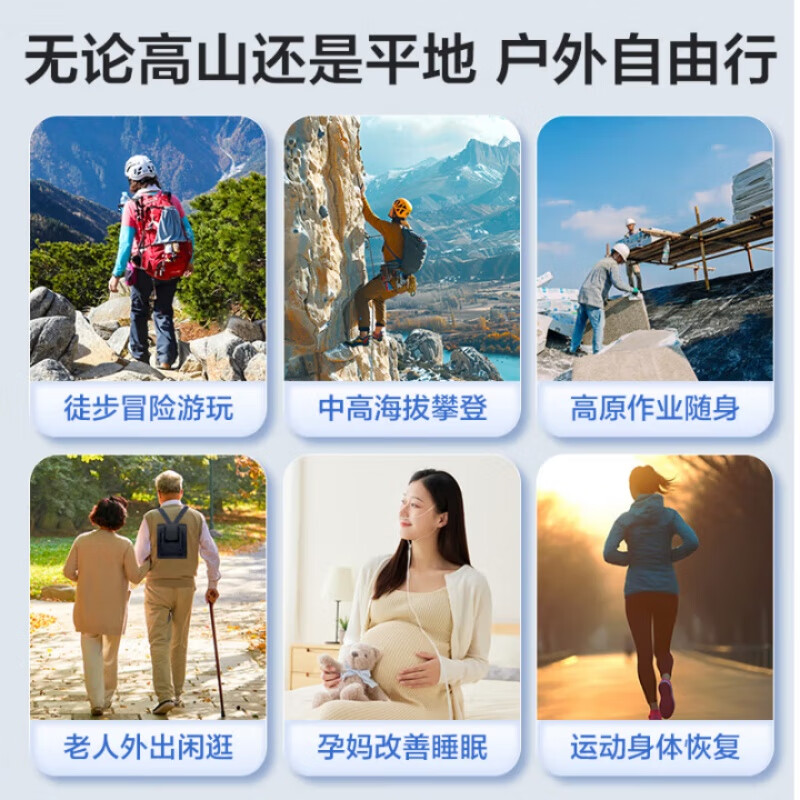 海尔便携式制氧机5L升高原户外车载旅游吸氧机老人随身充电氧气机 5H高原便携款【1块8芯电池+血氧仪】续航5.6h