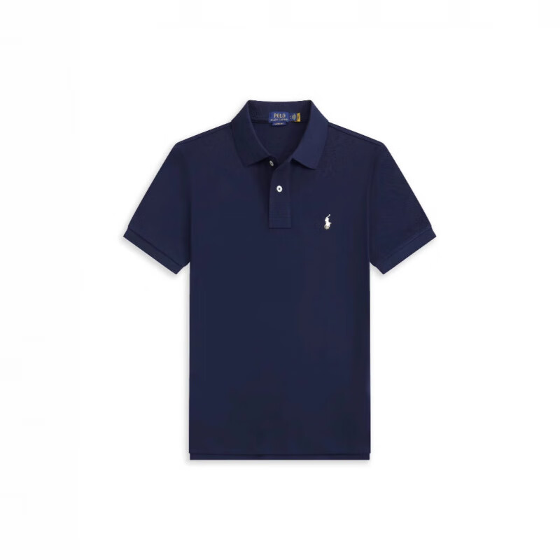 POLO SPORT美国保罗polo衫男夏季短袖翻领小马标纯棉T恤刺绣商务休闲男装 宝蓝色红标 2XL (190-210斤)