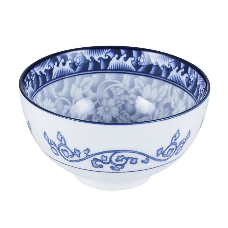 參寶青花釉下彩瓷陶瓷碗飯碗湯碗4.5英寸中式碗兩個(gè)裝MD033*2