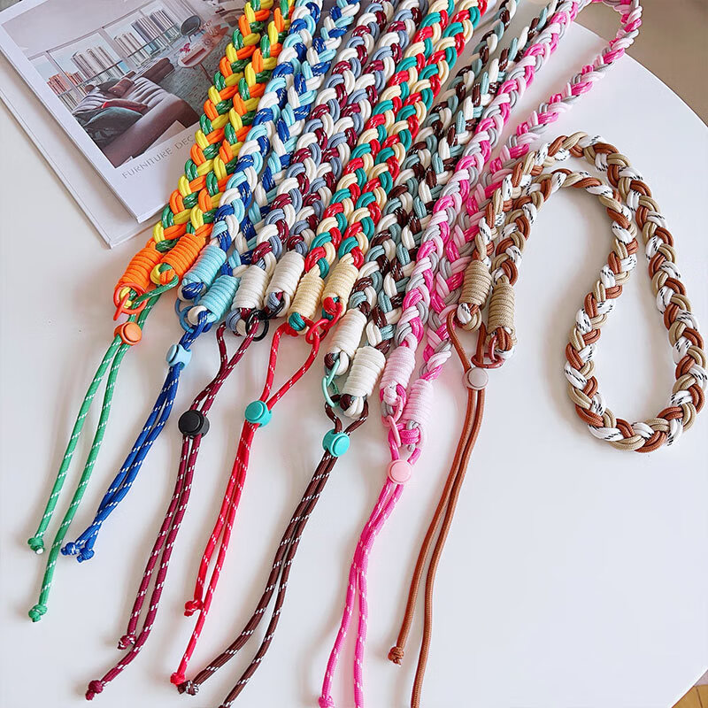 其他家手机挂绳斜挎可背配夹片 手工编织加宽六股1米长款可调节 高级轻奢有质感  防丢防盗 女神百搭  红咖米蓝【轻奢质感）—1米手工编织可调节