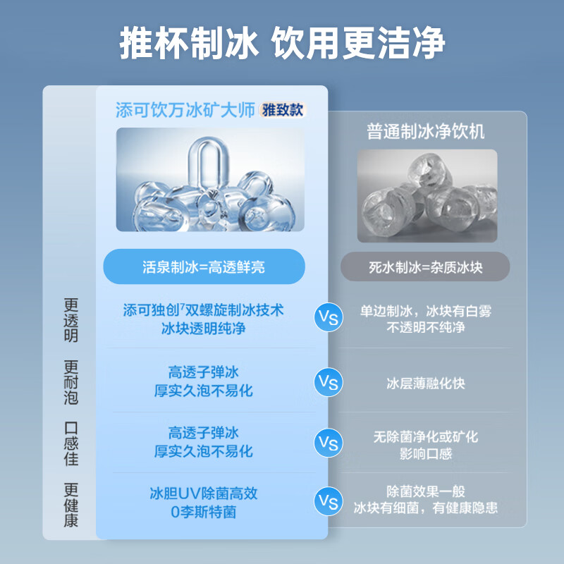 添可冰块净水器家用台式净饮机直饮机制冰机免安装 雅致款
