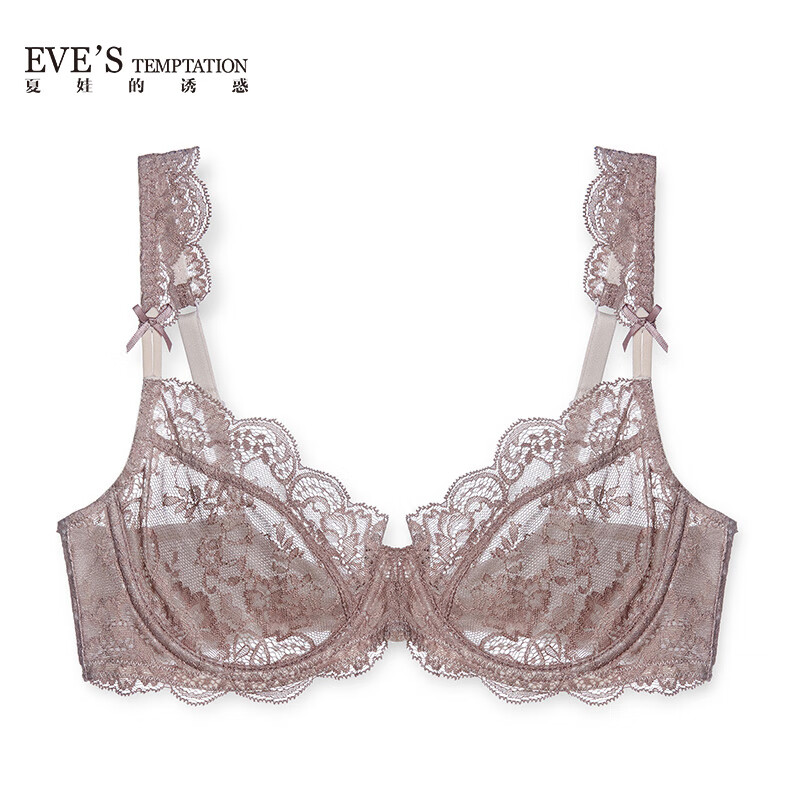 夏娃的诱惑音符组女士内衣女薄款性感蕾丝少女聚拢文胸舒适透气大码U型胸罩 肉粉色 75D