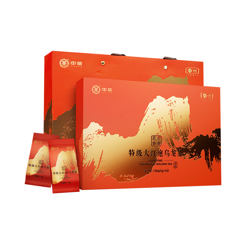 中茶茶叶乌龙茶福建岩茶特级岩骨花香大红袍礼盒节日送礼茶叶礼盒 130g*1盒（5g*26）