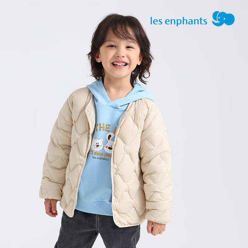 丽婴房(Les enphants)【商场同款】三防羽绒服儿童羽绒服男女童轻薄款内胆秋冬保暖外套 月光黄 110 cm/4岁