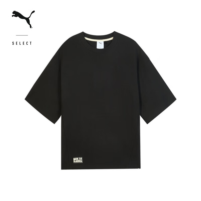 彪马（PUMA）纯棉粉色简约短袖T恤男女情侣款夏季运动上衣 631561 黑色-01 XL (185/104A)