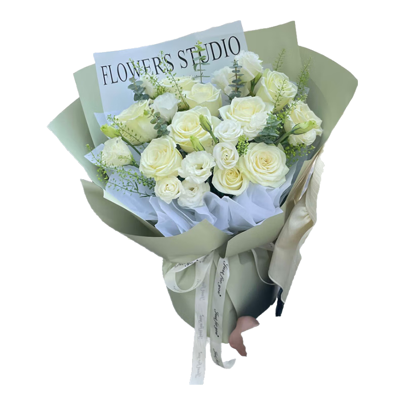 領(lǐng)香鮮花速遞11朵玫瑰花束表白送女友老婆生日禮物全國同城配送 11朵白玫瑰花束—一生一世