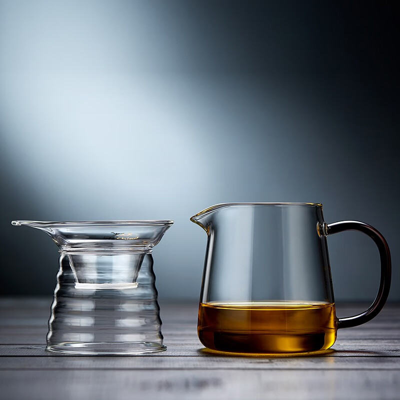 北大史（BEIDASHI）公道杯玻璃茶滤茶漏加耐热玻璃茶海功夫茶具配件分茶器 大容量400ml 公道杯+茶滤
