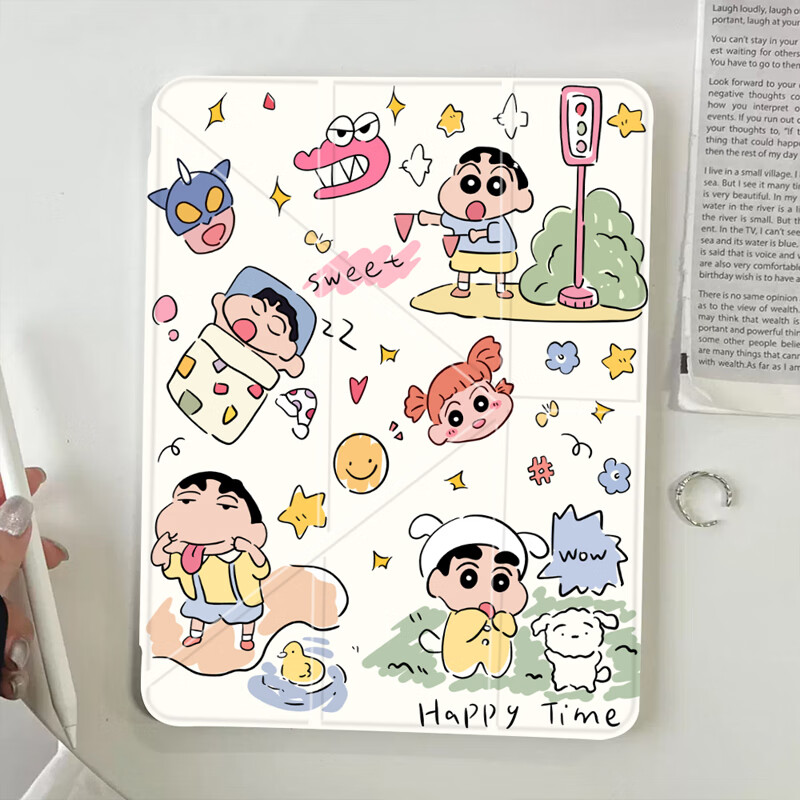 适用iPad保护壳pro11寸11代卡通彩绘Air7/6三+Y折平板壳防摔轻薄 卡通【BB297】横竖支撑笔槽款 iPad air7-10.9寸