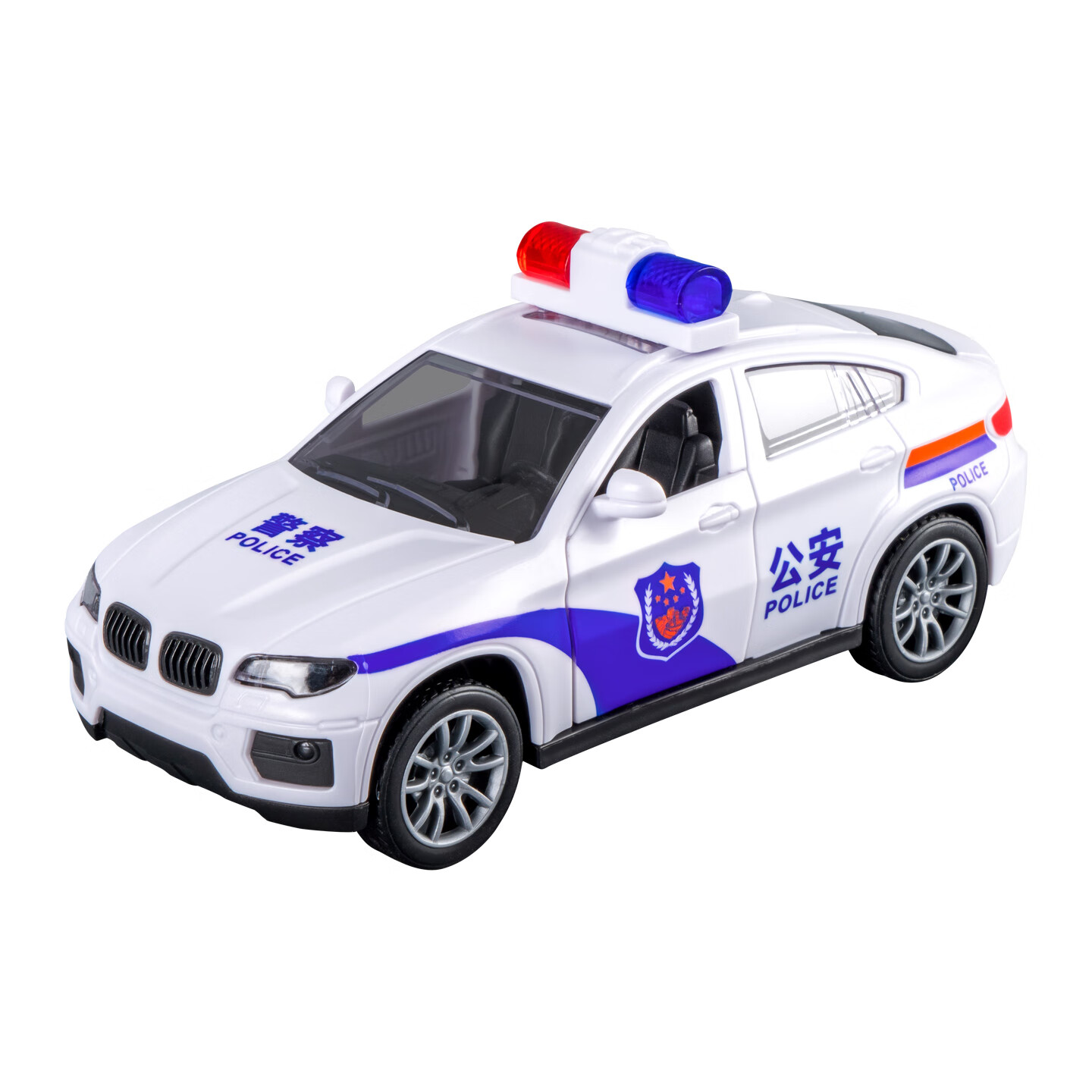 奇森新款仿真小汽车玩具模型收藏摆件可开门警车2025男孩子网红车模 【白】三开门-公安车587-012