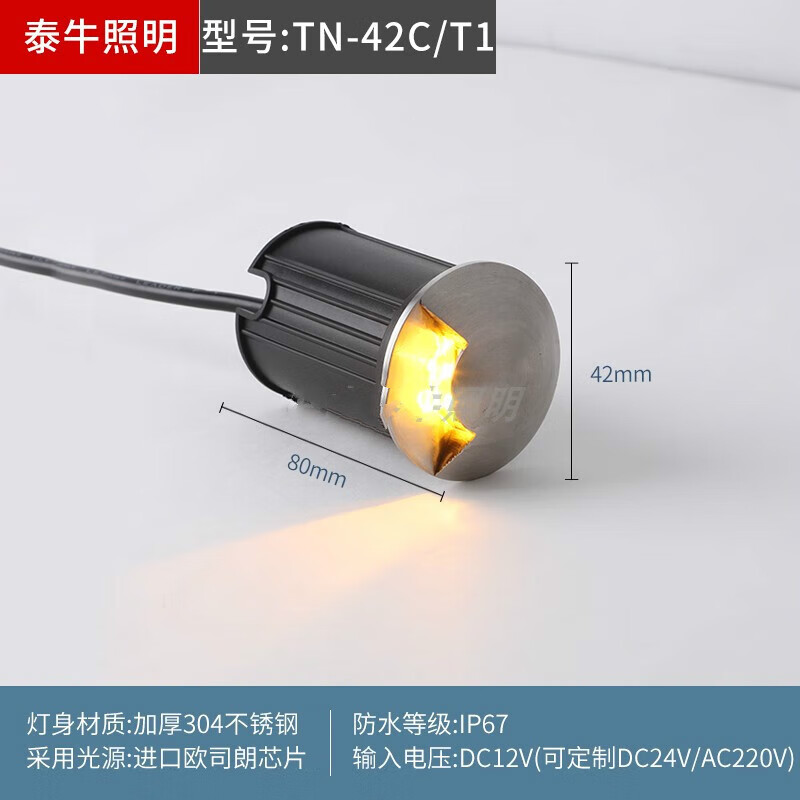 益优亮 侧发光地埋灯3w户外防水不锈钢单侧两面台阶步道灯透光led龟背