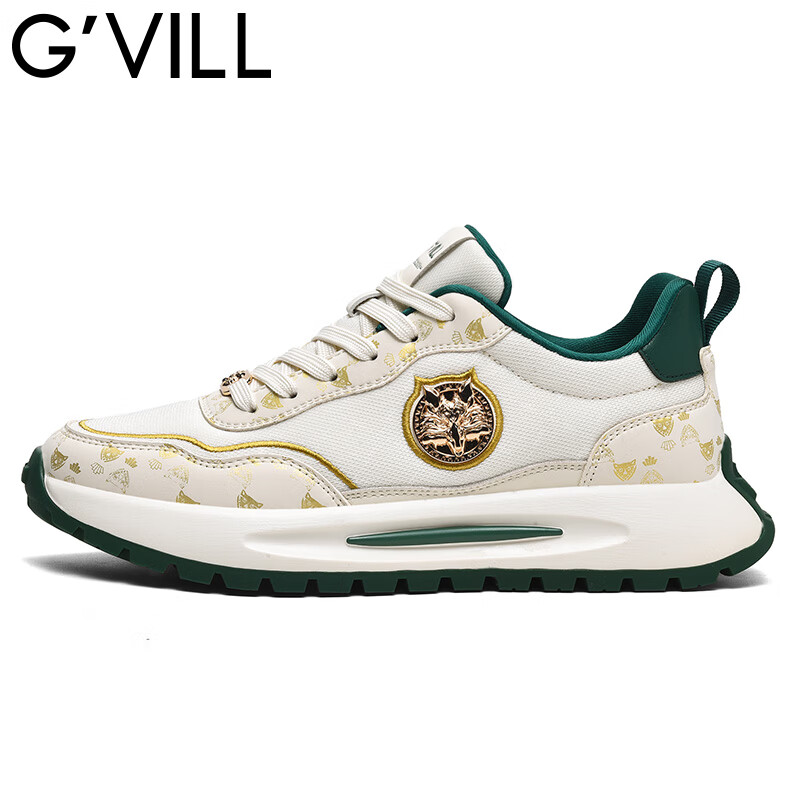 贵之步秋冬季新款软底缓震防滑舒适运动鞋厚底增高透气休闲鞋男鞋 米绿 （G023) 39 (运动鞋码）