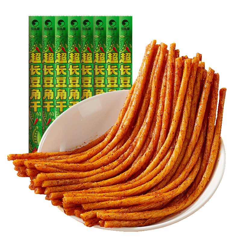 比比赞（BIBIZAN）超长豆角干35根甜辣味超长辣片面筋素食怀旧小吃休闲零食品350g