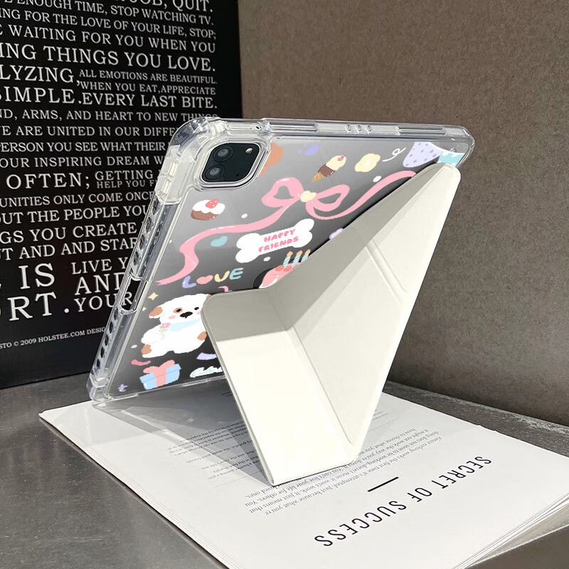 卡通彩绘y折平板保护套适用iPad2025新款11轻薄air7/6防摔10.5壳 9+N折双面彩绘【小狗过生日】 iPad 第11代 2025款（11英寸）