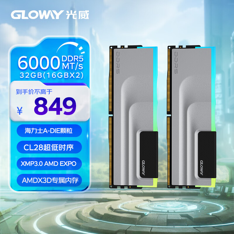 光威（Gloway）32GB(16GBx2)套装 DDR5 6000 台式机内存条 神武RGB系列 海力士A-die颗粒 CL28 部分兼容