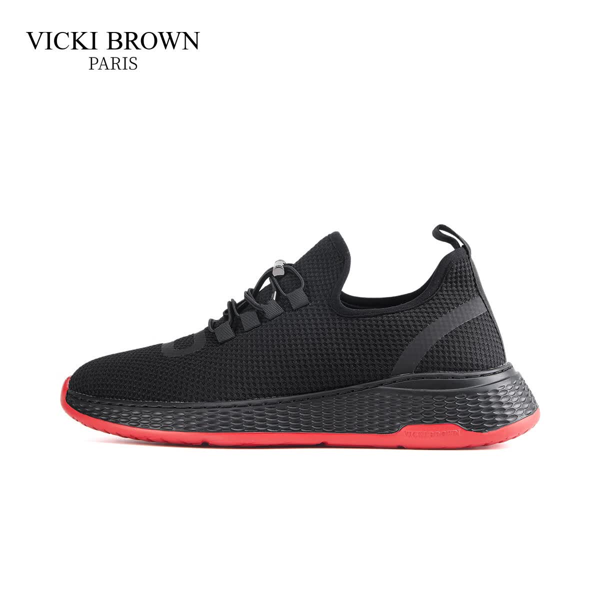 未毕（VICKI BROWN）法国品牌VB男鞋【健走系列】通勤防滑户外休闲鞋男舒适透气网面鞋 黑红 43