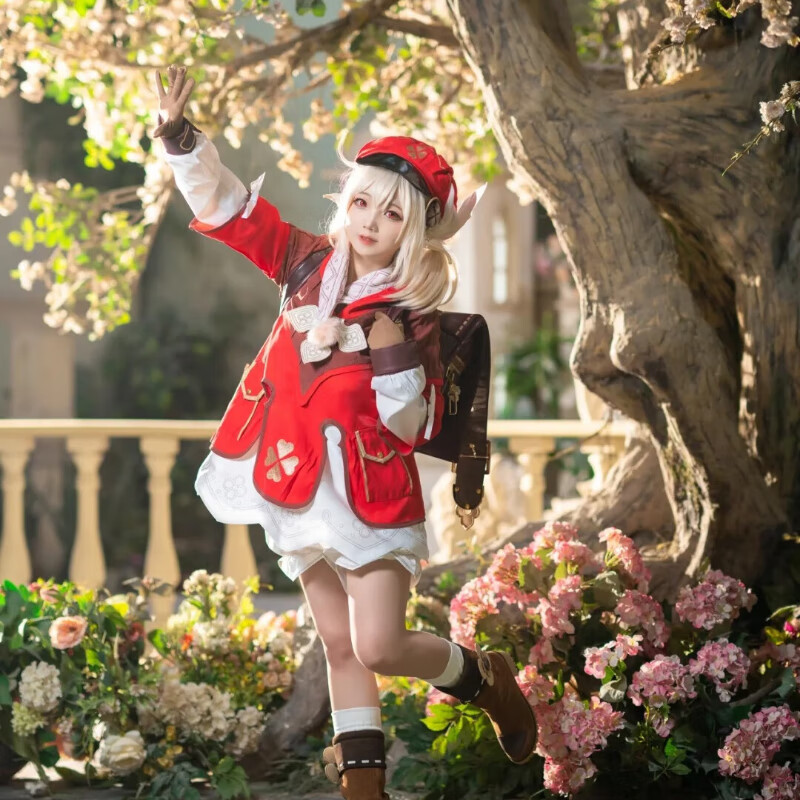 沐潼熊可莉cos服全套儿童原元神游戏萝莉cosplay动漫周边角色扮演网游 可莉C服全套+假发 L(体重100-120斤)