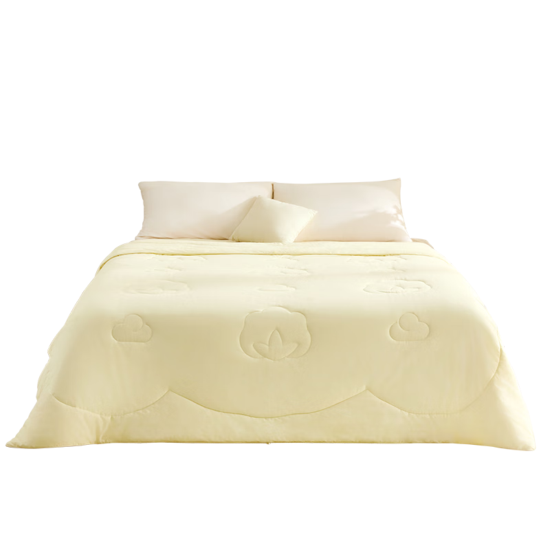 全棉时代【棉花被】被芯100%纯棉夹棉被蓬松透气1.6斤棉蕾黄2.2*2.4m