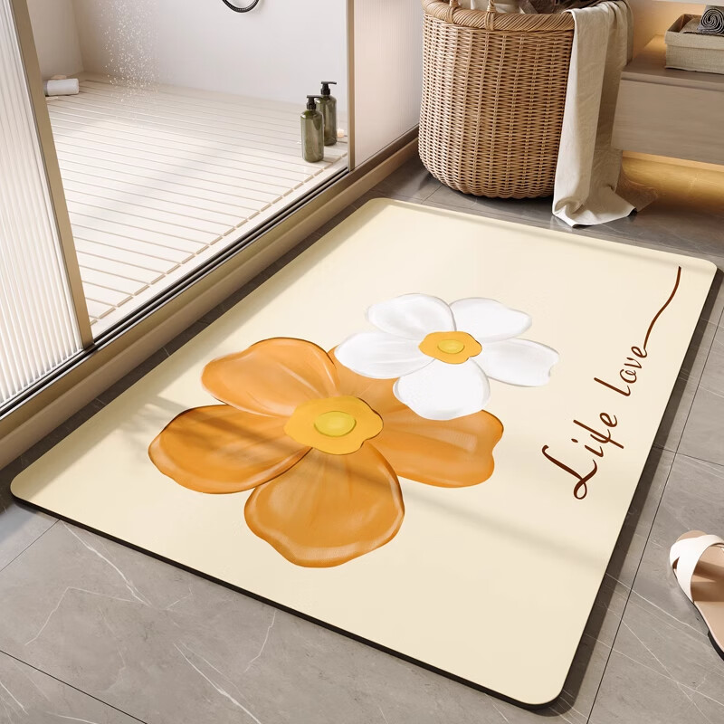 KAYE浴室地垫洗浴间速干防滑垫卫生间门口吸水脚垫家用洗手台卫浴垫子 GZN-美丽橙 40X60cm