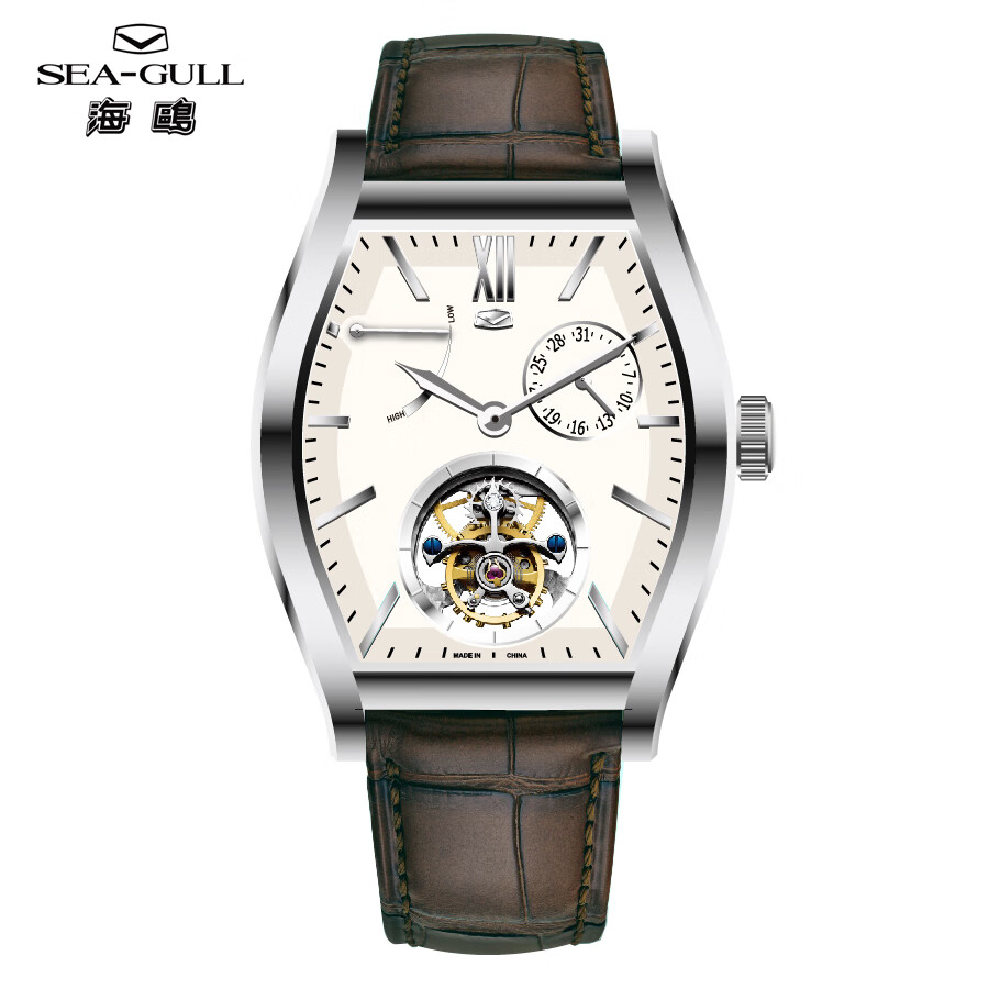海鸥手表陀飞轮机械表双面镂空酒桶型商务高端男士传承系列同轴腕表