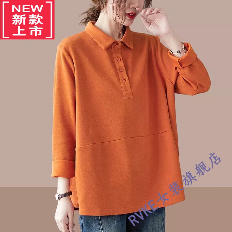 卫衣女超火潮2022秋季韩版宽松短款外套洋气翻领上衣女潮 1532#橘色 m