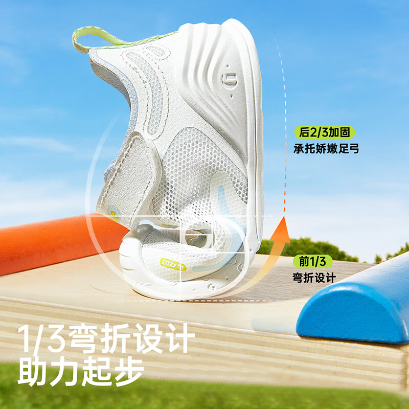 基诺浦（ginoble）婴儿学步鞋夏季儿童软底网面童鞋 男女宝宝机能鞋GB2436 白色/纯净蓝 20 125mm 适合脚长125-129mm