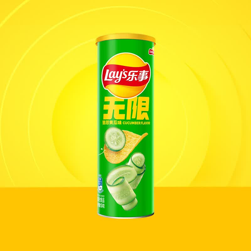 乐事（Lay's） 任选无限薯片零食休闲食品104g罐装膨化食品一口吃N片大挑战 翡翠黄瓜味104g