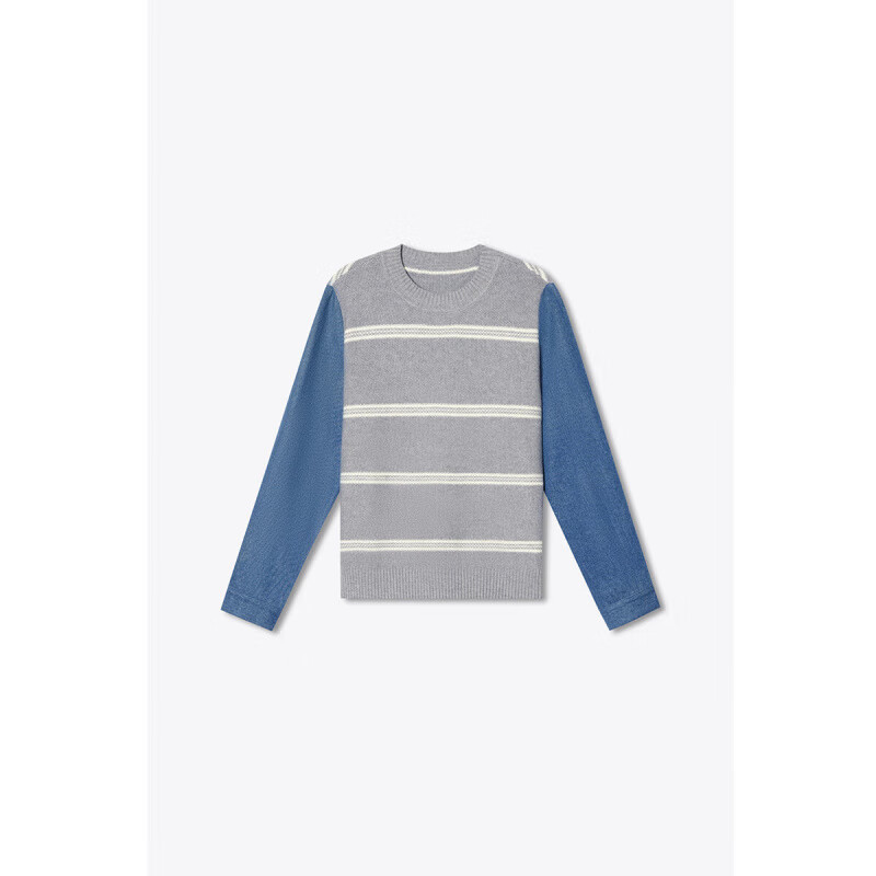 PSALTER诗篇专选2025年春季假两件式时尚减龄撞色拼接针织套头毛衫女 浅灰 XL 42