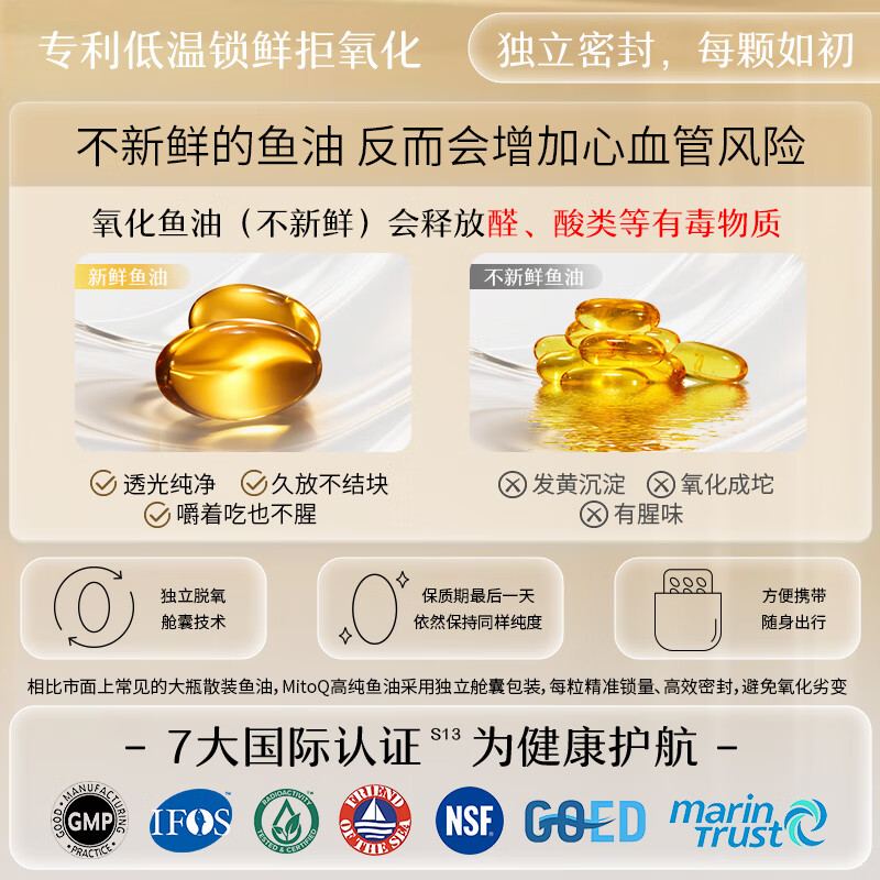 MitoQ99.6%高纯高EPA深海鱼油软胶囊 Qmega-3辅助血压血脂 rtg型 【 92%高EPA】 60粒*1瓶