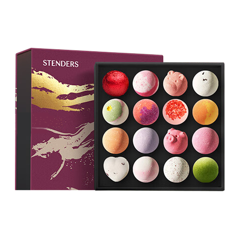 施丹蘭（STENDERS）【囤貨裝】浴鹽泡澡球禮盒100g*16浴球精油氣泡彈禮盒